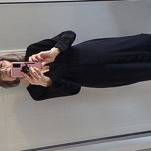 CALVIN KLEIN, long sleeve black dress, key hole neckline with brand bar, Sz. 8